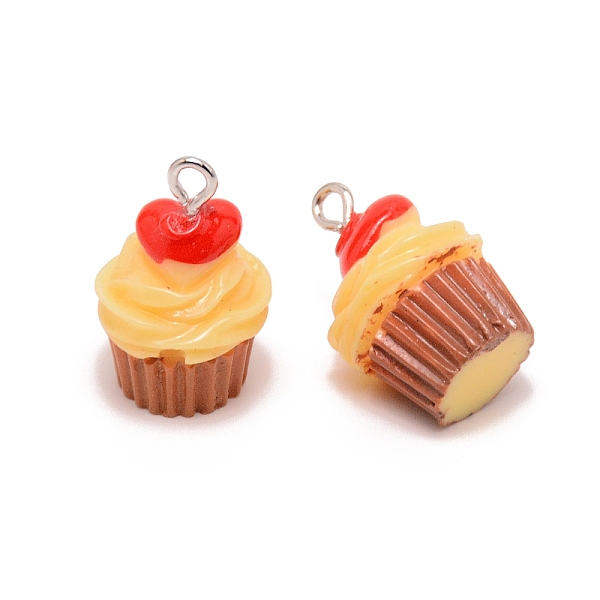 PandaHall Opaque Resin Pendants, with Iron Loop, Cake, Moccasin, 23x15mm, Hole: 2mm Iron+Resin Others Orange