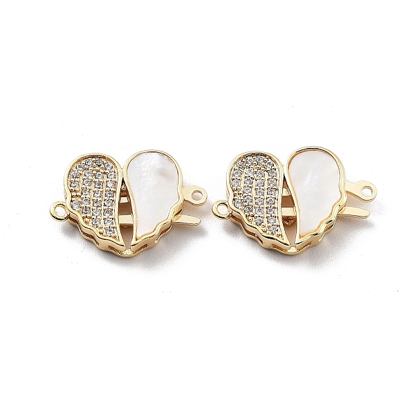 

PandaHall Valentine's Day Brass Micro Pave Cubic Zirconia Box Clasps, with Shell, Real 18K Gold Plated, Heart, White, 12x17x3.2mm, Hole: 1mm...