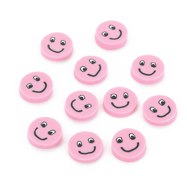 

PandaHall Handmade Polymer Clay Cabochons, Flat Round with Expression, Pink, 9~10x1~2mm, about 5000pcs/1000g Polymer Clay Flat Round Pink