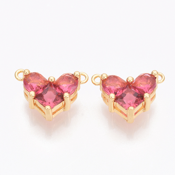 

PandaHall Brass Cubic Zirconia Charms, Real 18K Gold Plated, Heart, Hot Pink, 9.5x12x4.5mm, Hole: 1mm Brass+Cubic Zirconia Heart Pink