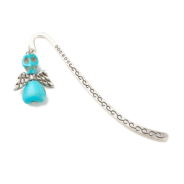 

PandaHall Skull with Wing Dyed Synthetic Turquoise Bookmarks, Tibetan Style Alloy Bookmarks, Dark Turquoise, 84mm, Skull: 29x20x9.5mm...