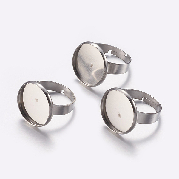 

PandaHall Adjustable 304 Stainless Steel Finger Rings Components, Pad Ring Base Findings, Flat Round, Stainless Steel Color, Tray: 16mm...