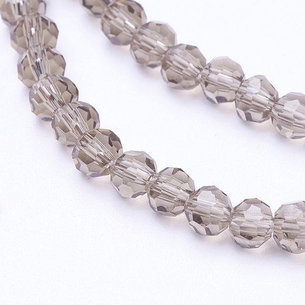 

PandaHall Glass Beads Strands, Faceted(32 Facets), Round, Gray, 4mm, Hole: 1mm, about 98pcs/strand, 13.7 inch Glass Round Gray