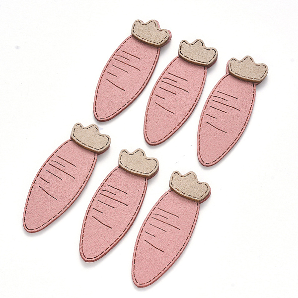 PandaHall Faux Suede Patches, Costume Ornament Accessories, for Magic Tape Hair Clip Making, Carrot, Pink, 49x17.5x3mm Faux Suede Vegetables...