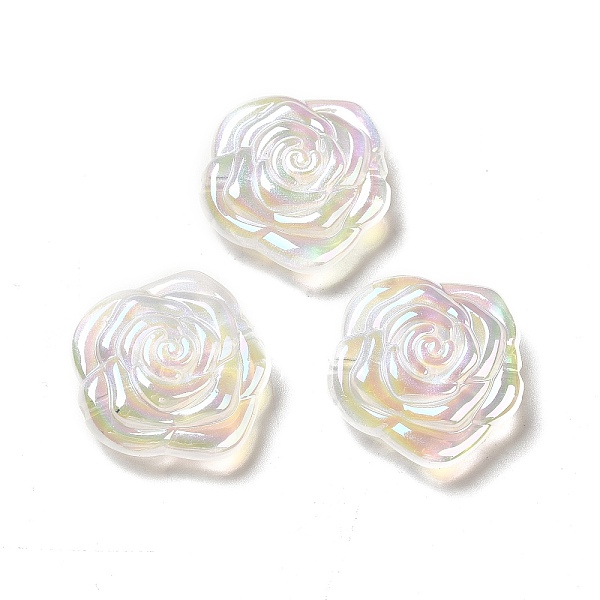 

PandaHall UV Plating Rainbow Iridescent Acrylic Beads, with Metal Enlaced, Rose, Clear, 28x30x10.5mm, Hole: 1.6mm Acrylic Flower Clear