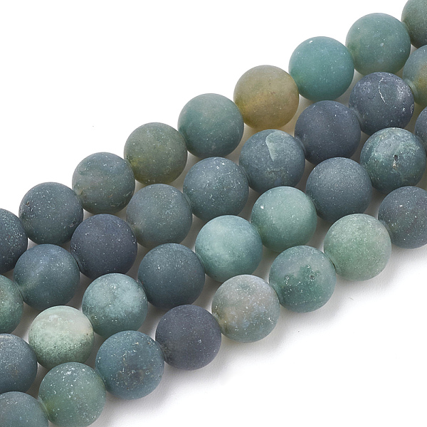 

PandaHall Natural Moss Agate Beads Strands, Frosted, Round, 8mm, Hole: 1mm, about 47pcs/strand, 15.5 inch Moss Agate Round