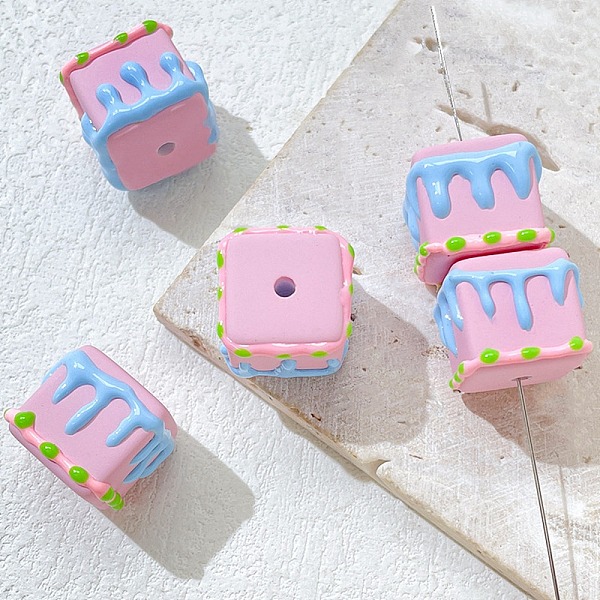 

PandaHall Opaque Acrylic Beads, Cube, Pearl Pink, 18x15mm Acrylic Cube