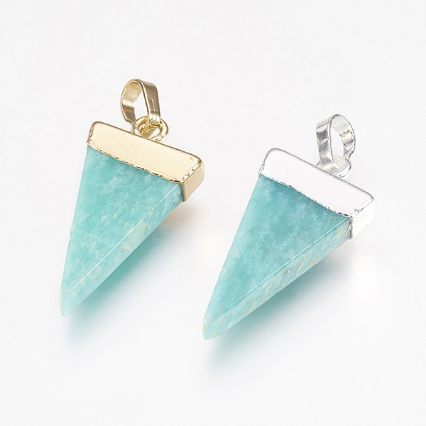 

PandaHall Natural Amazonite Pendants, with Brass Findings, Triangle, 27~29x12~13x4~5mm, Hole: 4x6mm Amazonite Triangle Multicolor