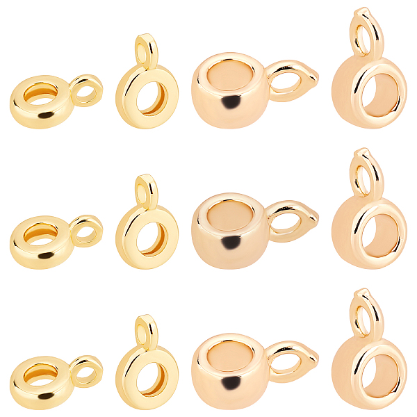 

PandaHall SUPERFINDINGS 40Pcs 2 Styles Brass Hanger Links Dangle Hanger Beads Tube Bail Beads with Charm Loop 18K Gold Plated Hanger...
