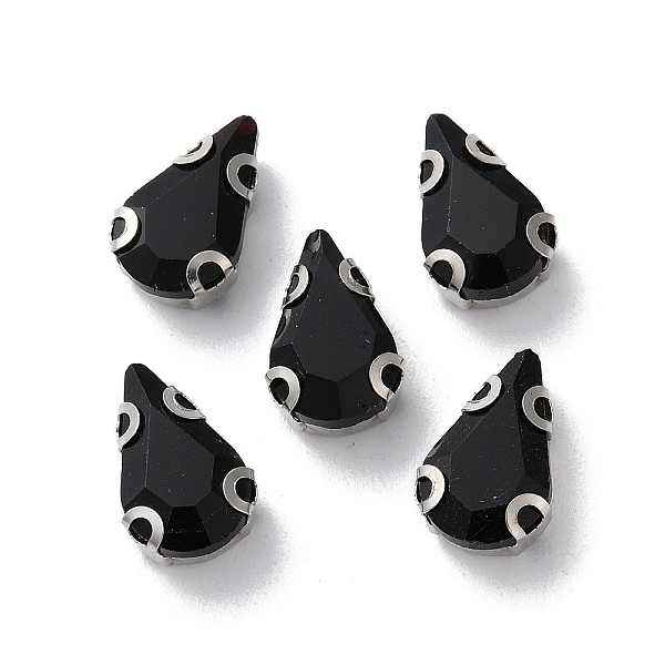 

PandaHall Teardrop Sew on Rhinestone, Multi-strand Links, Glass Rhinestone, with Stainless Steel Prong Settings, Garments Accessories..., Black
