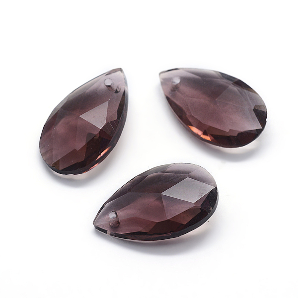 

PandaHall Faceted Glass Pendants, Teardrop, Rosy Brown, 22x13x8.5mm, Hole: 1mm Glass Teardrop Brown