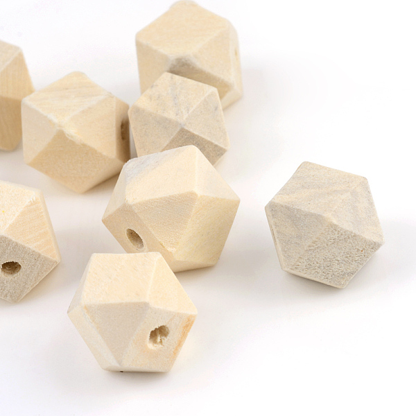 

PandaHall Unfinished Wood Beads, Natural Wooden Beads, Whiten, Polygon, PapayaWhip, 14x14x14mm, Hole: 3mm Schima Wood Polygon Orange