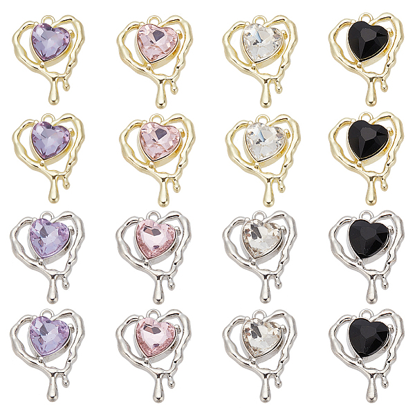 

PandaHall DELORIGIN 16Pcs 8 Colors Glass Melting Heart Pendant, with Alloy Findings, Lead Free & Cadmium Free, Mixed Color, 20x15.5x5.5mm..., Multicolor