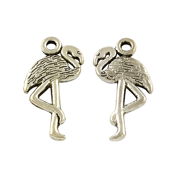

PandaHall Tibetan Style Alloy Flamingo Shape Pendants, Cadmium Free & Lead Free, Antique Silver, 23.3x13x2mm, Hole: 2mm, about 384pcs/500g...