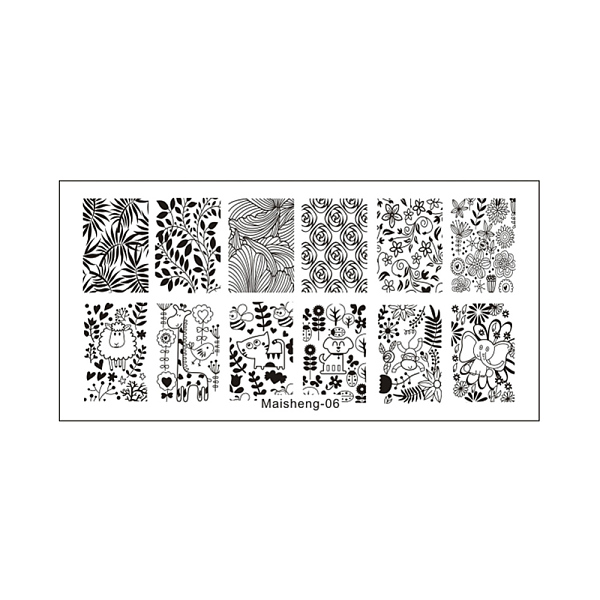 

PandaHall Stainless Steel Nail Art Templates Stamping Plate Set, Nail Image Templates, Rectangle Manicure Template Kit, Animal Pattern...