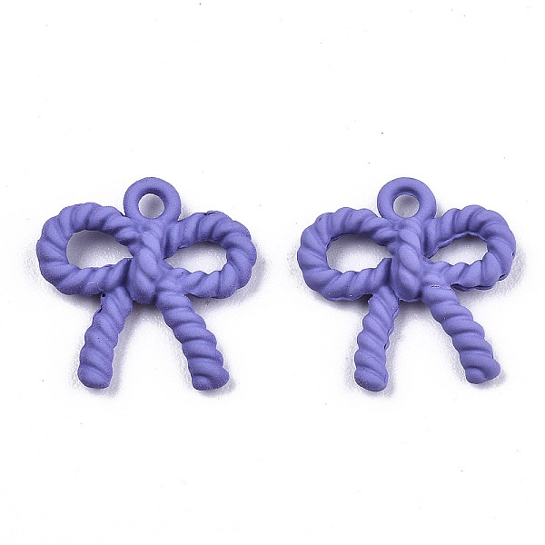 

PandaHall UV Plated Alloy Charms, Spray Painted, Cadmium Free & Lead Free, Twist Bowknot, Slate Blue, 13x12x3mm, Hole: 1.4mm Alloy Bowknot