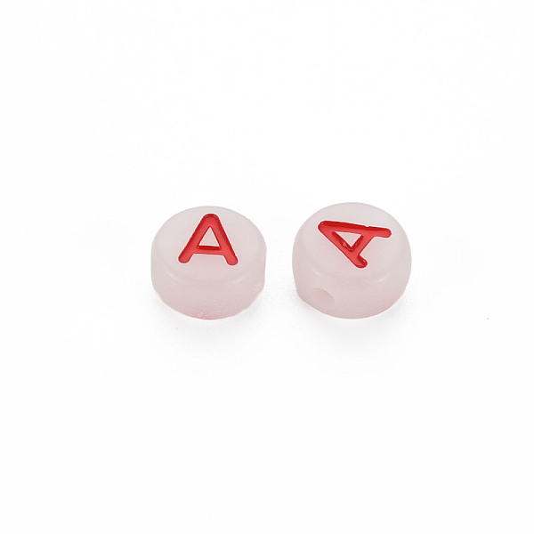 

PandaHall Acrylic Beads, Glow in the Dark, with Enamel and Luminous, Horizontal Hole, Flat Round with Alphabet, Letter.A, 6.5x7x4mm, Hole..., Multicolor