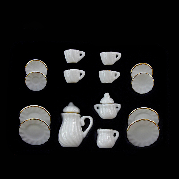

PandaHall Mini Porcelain Tea Set, including 2Pcs Teapots, 5Pcs Teacups, 8Pcs Dishes, for Dollhouse Accessories, Pretending Prop Decorations...