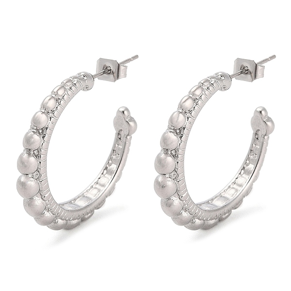 

PandaHall 304 Stainless Steel Ring Stud Earrings, Half Hoop Earrings, Stainless Steel Color, 28x4.5mm. 304 Stainless Steel Ring