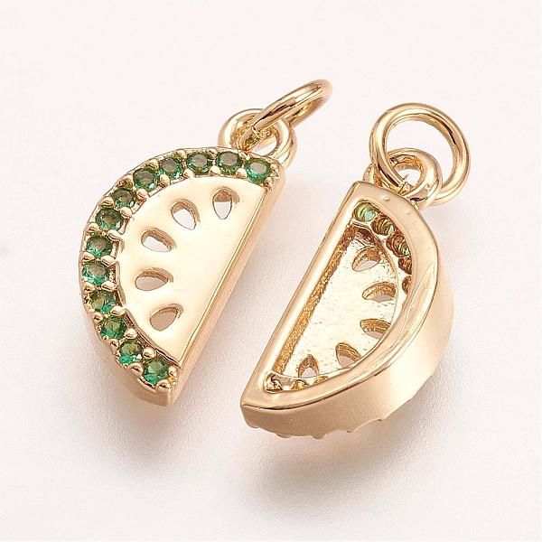 

PandaHall Brass Micro Pave Grade AAA Cubic Zirconia Charms, Watermelon, Cadmium Free & Nickel Free & Lead Free, Real 18K Gold Plated...