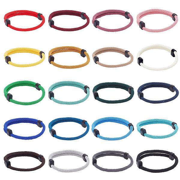 

PandaHall ANATTASOUL 20Pcs 20 Colors Braided Rope Polyester Cord Bracelets Set, Athletic Cool Adjustable Bracelets for Men Women, Mixed..., Multicolor