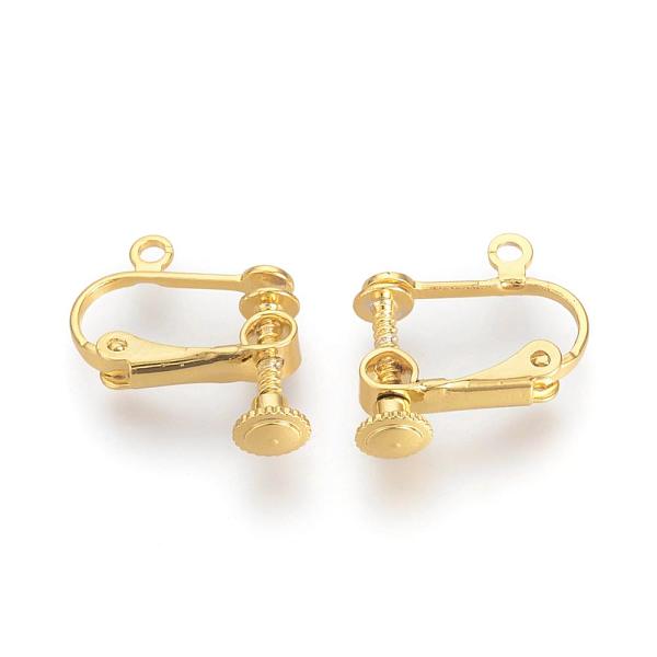 

PandaHall Brass Screw Clip-on Earring Findings, Spiral Ear Clip, Golden, 15x17x5mm, Hole: 1.5mm Brass