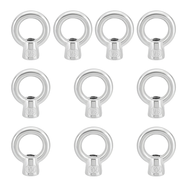 

PandaHall Unicraftale 10Pcs 304 Stainless Steel Lifting Eye Nuts, Stainless Steel Color, 38.5x31x13.5mm, Hole: 7mm, Inner Diameter: 21mm...