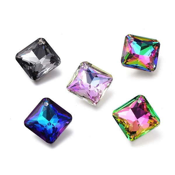 

PandaHall Glass Rhinestone Pendants, Back Plated, Faceted, Square/Rhombus, Mixed Color, 20x20x7.5mm, Hole: 1.6mm Rhinestone Square..., Multicolor