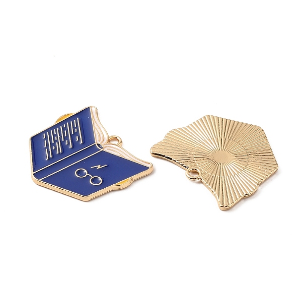 

PandaHall Graduation Theme Alloy Enamel Pendants, Golden, Book, Marine Blue, 24x25x1.5mm, Hole: 1.8mm Alloy+Enamel Others