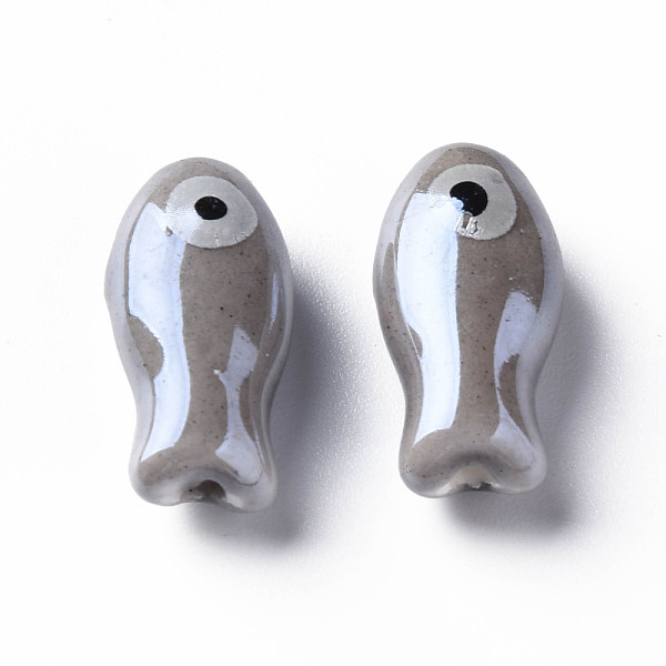 

PandaHall Handmade Porcelain Beads, Famille Rose Style, Fish, Dark Gray, 19.5x10x8mm, Hole: 2mm Porcelain Eye