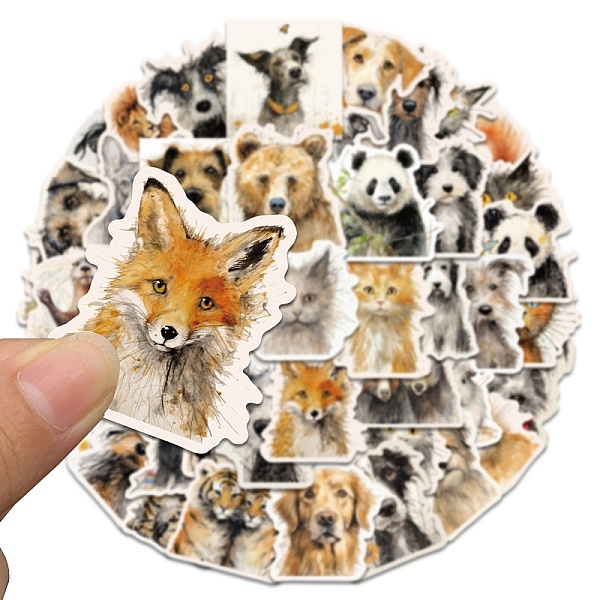 

PandaHall 50Pcs Fried Hair Animal Theme PVC Self Adhesive Stickers, Waterproof Decals for Laptop, Bottle, Luggage Decor, Mixed Shapes, Mixed..., Multicolor