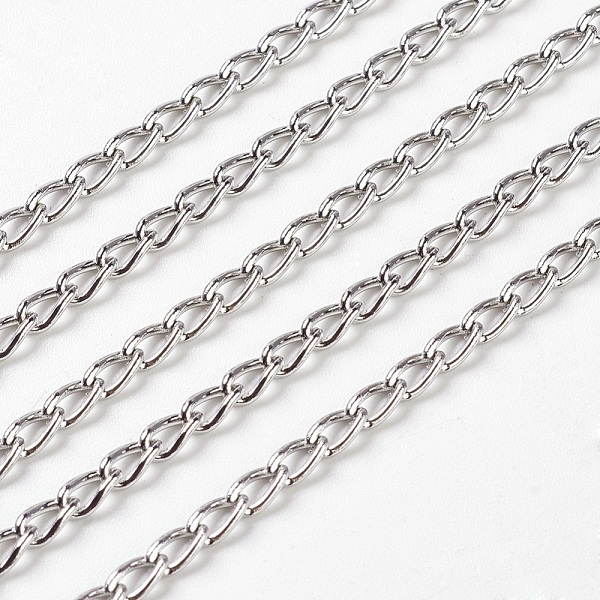 

PandaHall Iron Twisted Chains Curb Chains, Unwelded, Platinum Color, with Spool, Link: 3x5mm, 0.8mm thick, about 328.08 Feet(100m)/roll Iron