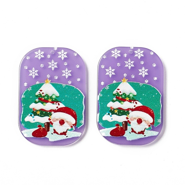 

PandaHall Christmas Translucent Printed Acrylic Pendants, Rectangle Octagon with Santa Claus & Tree, Medium Purple, 39x26x2.5mm, Hole: 1.5mm...