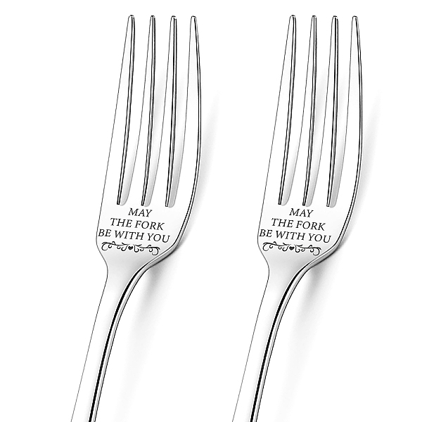 

PandaHall Word Pattern Stainless Steel Fork, Black, 20.3x2.4x0.2~0.3cm, Packing Box: 27.5x9.3x3.6cm, 2pcs/set Stainless Steel Word Black