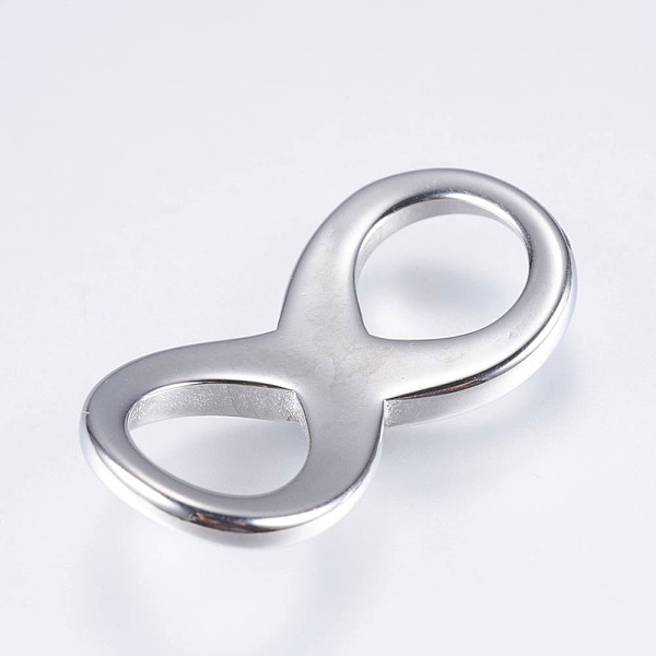 

PandaHall 304 Stainless Steel Links connectors, Infinity, Stainless Steel Color, 14.5x29x5mm, Hole: 9x9.5mm 304 Stainless Steel Infinity