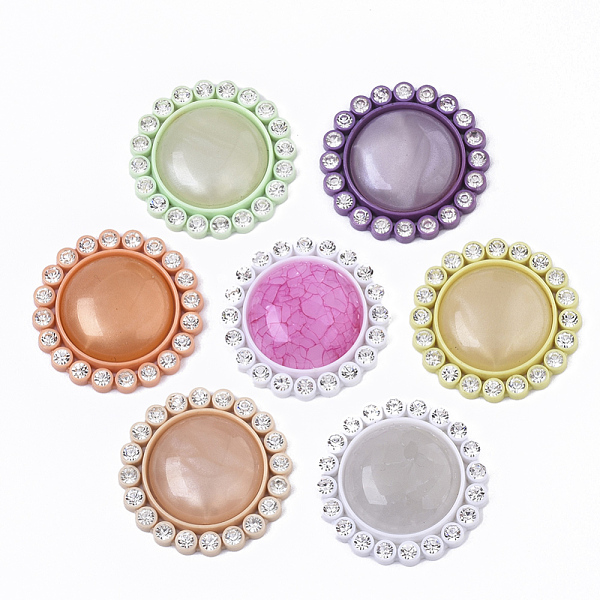 

PandaHall Acrylic Cabochons, with Acrylic Rhinestone and Crystal Rhinestone, Mixed Style, Flat Round, Mixed Color, 30x6.5mm Acrylic..., Multicolor