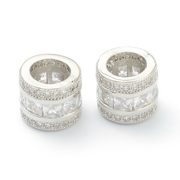

PandaHall Brass Clear Cubic Zirconia European Style Beads, Large Hole Beads, Long-Lasting Plated, Tube, Platinum, 10.5x9mm, Hole: 6.5mm...