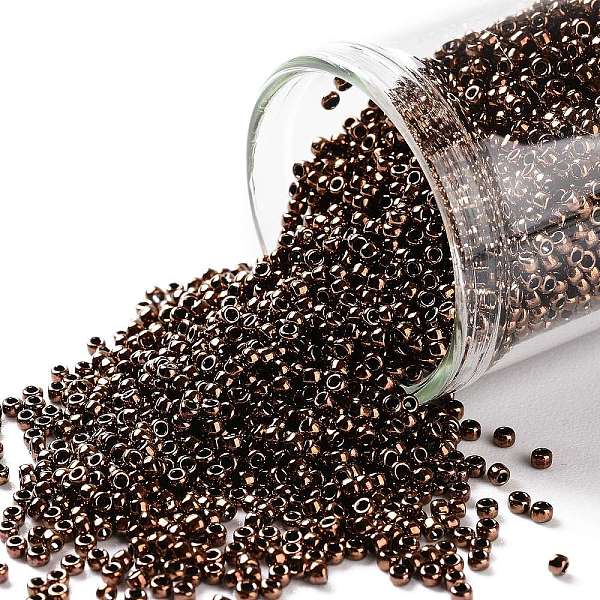 

PandaHall TOHO Round Seed Beads, Japanese Seed Beads, (222) Dark Bronze, 15/0, 1.5mm, Hole: 0.7mm, about 15000pcs/50g Glass Brown
