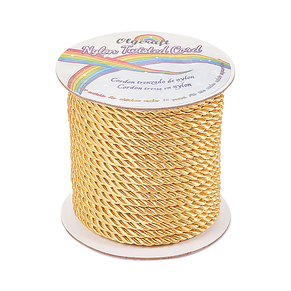 PandaHall OLYCRAFT 27M 5mm twisted Nylon Cord Rope 3-Ply Blanched Almond twisted Cord Trim for Home Decor, Crafts Making and Costume...