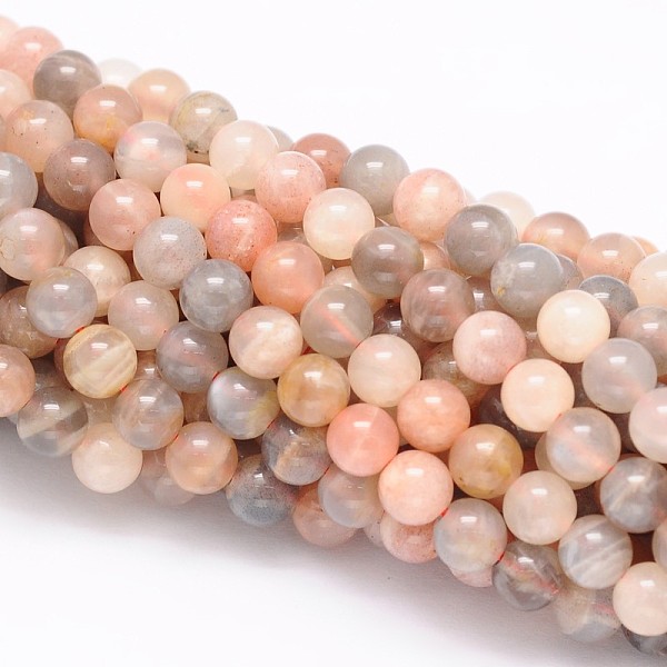 

PandaHall Round Natural Multi-Moonstone Beads Strands, 8mm, Hole: 1mm, about 47pcs/strand, 15.5 inch Multi-Moonstone Round