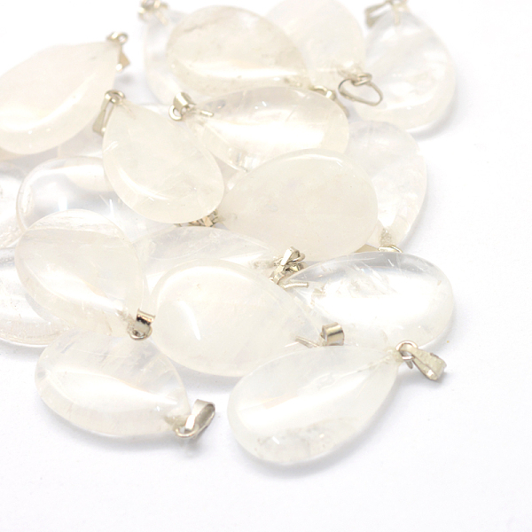 

PandaHall Teardrop Natural Quartz Crystal Pendants, Rock Crystal, with Platinum Tone Brass Findings, 25~29x16~17x5~6mm, Hole: 2x7mm Quartz...