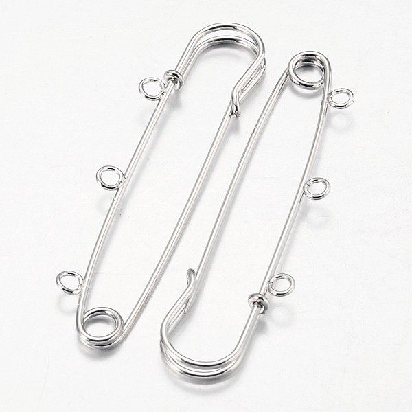 

PandaHall Iron Kilt Pins Brooch Findings, Platinum, 75mm, Hole: 3mm Iron