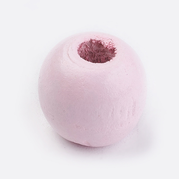 

PandaHall Natural Wood Beads, Dyed, Round, Pink, 14x13mm, Hole: 3.5~4.5mm, about 680pcs/500g Wood Round Pink