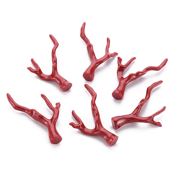

PandaHall Synthetic Coral Beads, Branch, Dyed, Dark Red, 43.5~44.5x34x7.5mm, Hole: 1.5mm Synthetic Coral Branch