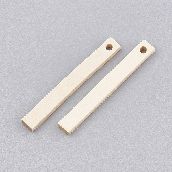 

PandaHall Wood Pendants, Rectangle, Wheat, 40x5~6x2mm, Hole: 2mm Wood Rectangle Orange
