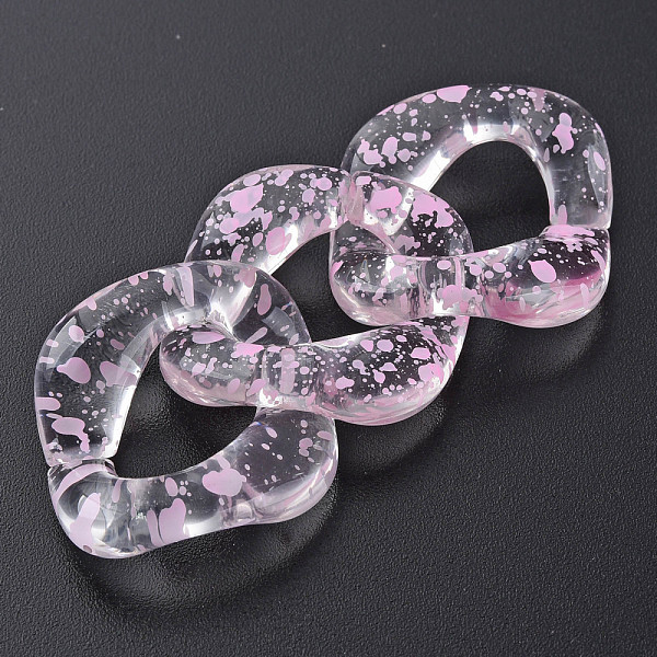 

PandaHall Transparent Acrylic Linking Rings, Quick Link Connectors, for Curb Chains Making, Twist Oval, Pearl Pink, 31x29x7mm, Inner...