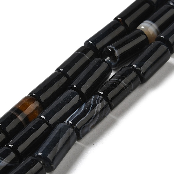 

PandaHall Natural Black Agate Beads Strands, Dyed & Heated, Column, Black, 8~8.5x14.5~16mm, Hole: 1.6mm, about 12pcs/strand, 7.20~7.48''...