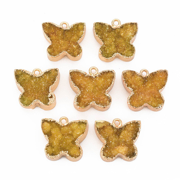 

PandaHall Natural Druzy Agate Pendants, with Light Gold Plated Iron Findings, Butterfly, Gold, 17~18x18~19x5~6.5mm, Hole: 1.6mm Druzy Agate...