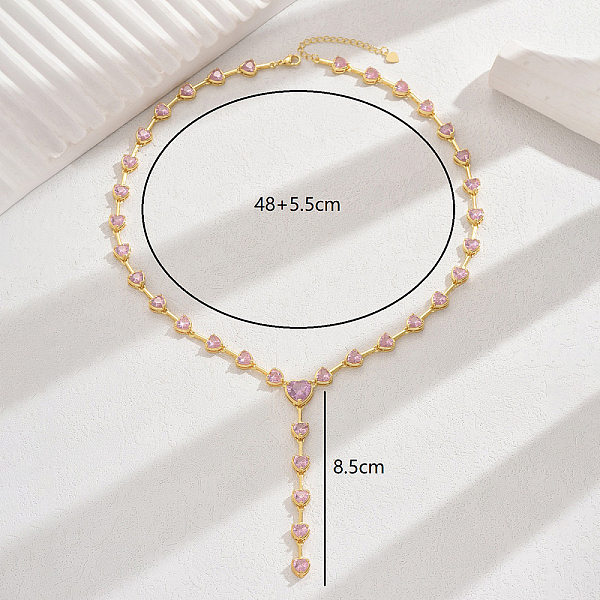 

PandaHall Luxurious Sparkling Copper Zircon Necklace for Wedding Season and Date Night. Brass