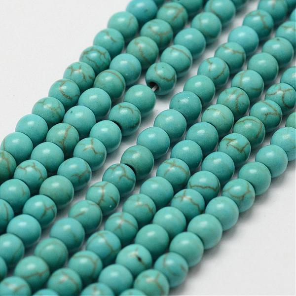 

PandaHall Synthetic Howlite Bead Strand, Dyed, Round, Dark Cyan, 4x3.5mm, Hole: 1mm, about 100~108pcs/strand, about 15 inch Howlite Round...